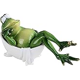 ICE ARMOR 7.5" W Frog in Bath Tub Statue Funny Animal Decoration Figurine Office Desk/Home/Living Room/Table Decor, Perfect House Warming Gifts for New Home