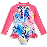 HPSOM Kids Girls Swimsuit Long Sleeve One Piece Swimwear Zipper Bathing Suit UV Protection Rash Guard Swimming