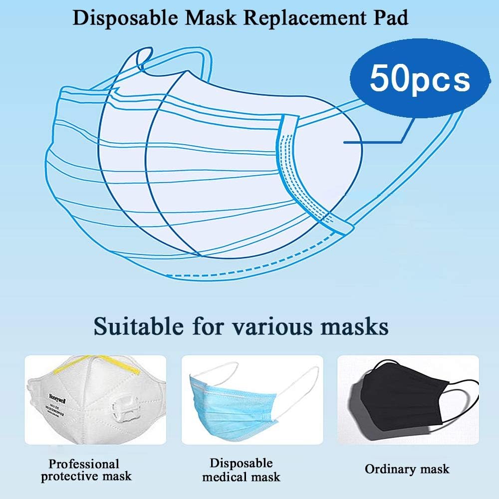 Daluo 50Pcs Disposable Activated Carbon Filters for N95 Mask Any Mask Gasket Mask Filter-Adapt to Human Face(No Mask)