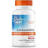 Doctor's BEST Astaxanthin Vegan Supplement 6 mg, 90 Veggie Softgels | Skin Elasticity &amp; Antioxidant Support for Men &amp; Women, Extract from Haematococcus Pluvialis Microalgae, Non GMO, Gluten Free