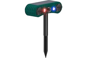 COMBOSS Solar Outdoor Motion Sensor Alarm: Upgraded Ultrasonic Solar Infrared Induction Alarm IP65 Outdoor Motion Detectors 129dB with Red/Blue Flashing Light (1)