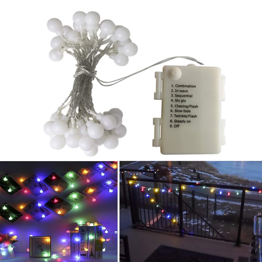 BXROIU 40er Klein Ball LED Lichterketten Batterie Betrieb und 8 Programm IP65 wasserdicht, für Party,Weihnachten, Halloween, Hochzeit, Beleuchtung Deko (Mehrfarbig)