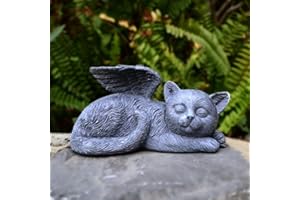 Juliahestia Angel Cat Memorial Stones Statue Sleeping Ornament for Kitten Passed Away Bereavement Pet Loss Sympathy Memory Gifts Remembrance