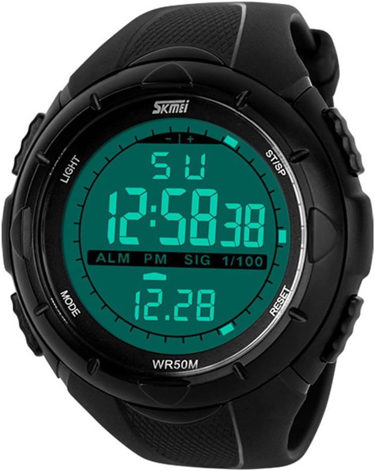 Skmei Reloj deportivo para hombre, pantalla digital LED, resistente al agua, color negro