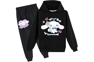 PaPama Children Cotton Hoodie Set,Kids Casual Long Sleeve Pullover Tops with Sweatpants,Loose Fit Sweatsuit for Girls
