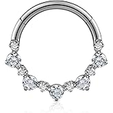 FINE4U 1PC ASTM F136 Titanium Nose Ring Hoop 16G 8mm 10mm for Daith, Septum