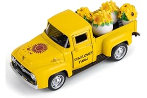 SNOWCOW Sunflower Vintage Truck Decor, Tiered Tray Centerpiece with Mini Sunflowers Ornament, Sunflower Party Decorations, Sunflower Decor (Style Two)
