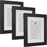 YiPinYin 6x8 Inch Photo Frame Set of 3 with Mounts Wood Grain Perspex 4x6