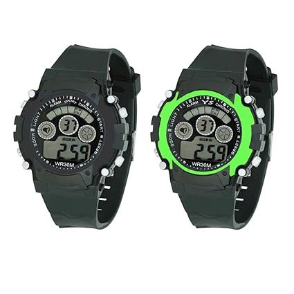 VITREND Sports Digital 7 Colour Back Night Light Gift Boys and Girls Watches - Combo Set of 2