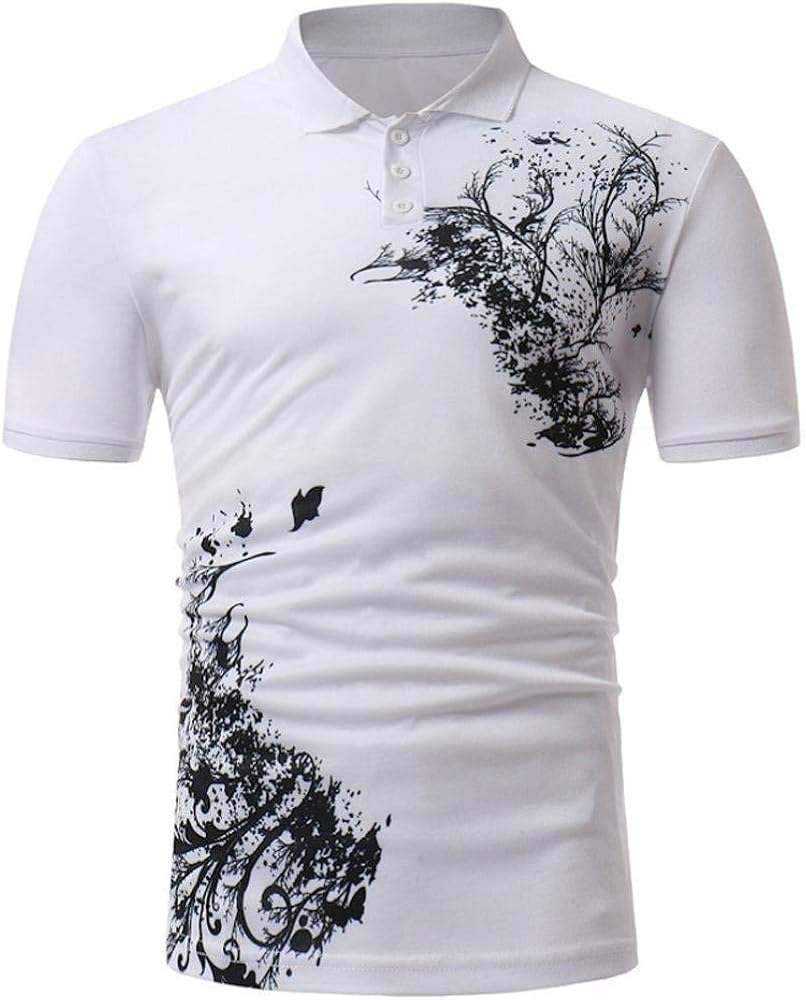 Camisa De Polo para Hombre De Casual Cuello O Impresión Ropa Jerseys Camiseta Corta Top Blusa De Moda De Verano Slim Fit Polo Camisas Tops (Color : Blanco, Size : M): Amazon.es: