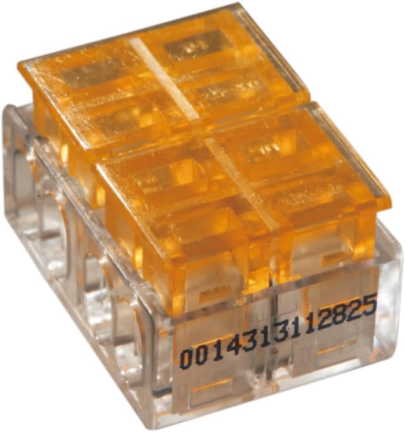 Alightings Electrical Connectors Block 4 Port Push in Wire Connectors Without Wire Stripping for Solid, Stranded Wire Cables, 14-12 awg (Pack of 10)