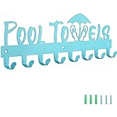 IBosins Pool Towel Rack with 8 Hooks, Towel Holder Wall Mounted for Outdoor or Bathroom, Towel Hanger for Hanging Bathrobes, 