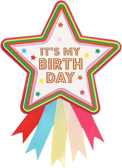 Talking Tables Happy Birthday Rosette Reusable Star Badge 10cm