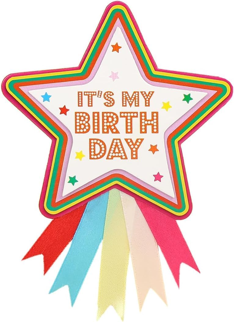 Talking Tables Happy Birthday Rosette Reusable Star Badge 10cm