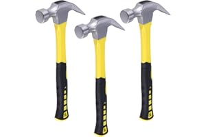 MANCHAP 3 Pack 16 oz Claw Hammer, Fiber Glass Claw Hammer, One-piece Forged Steel Head & Non-Slip Handle for Household Automotive Professional Work