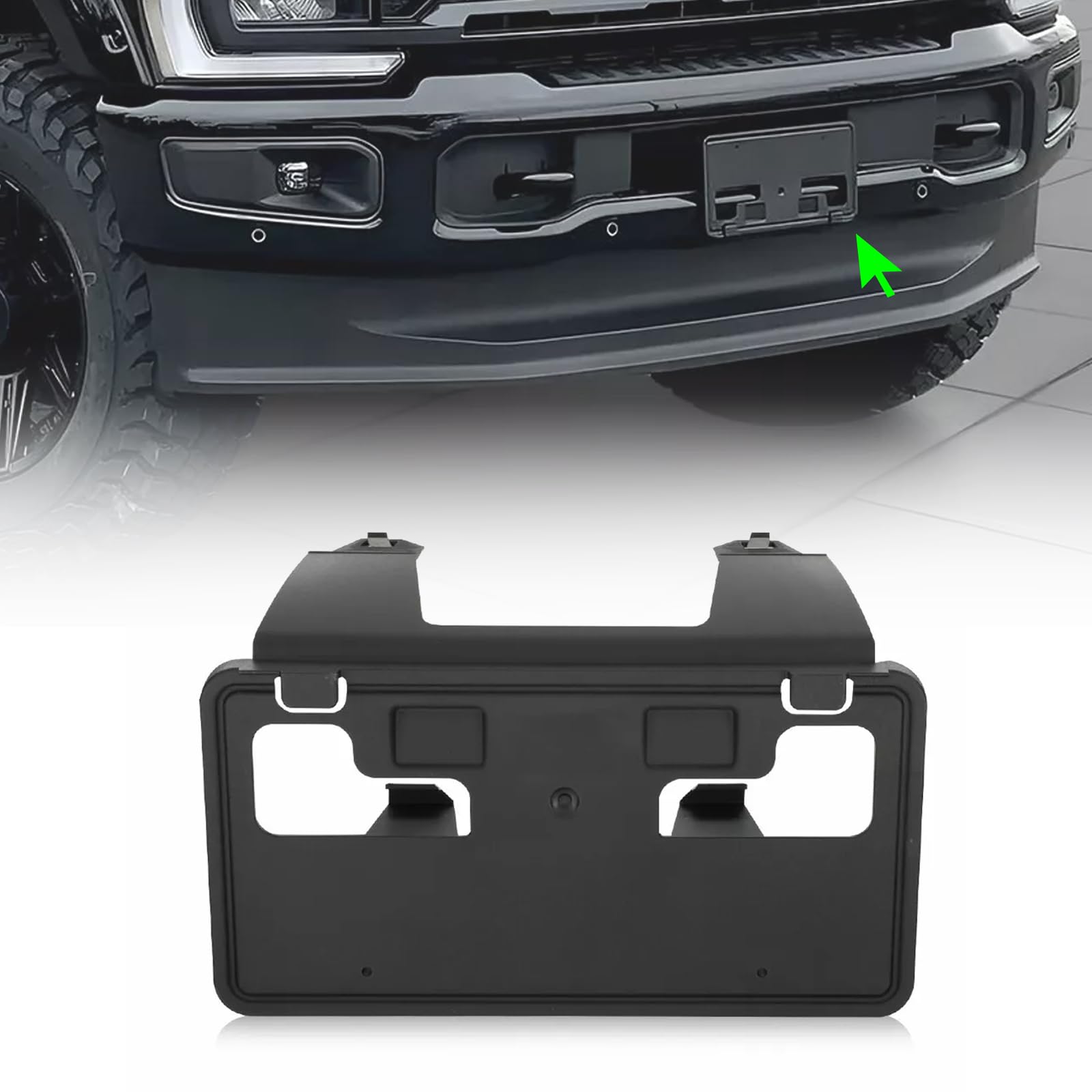 Photo 1 of Wocch Front License Plate Frame for Ford F250 F350 F450 F550 Super Duty 2023 2024 2025 2026 NO Drill Front Bumper License Plate Holder Mounting Bracket Cover Replace # PC3Z-17A385-AA FO1068203