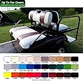 E-Z-Go TXT Custom Golf Cart Front Seat Cover Set PLUS Rear Seat Cover Set Combo - TWO STRIPE STAPLE ON