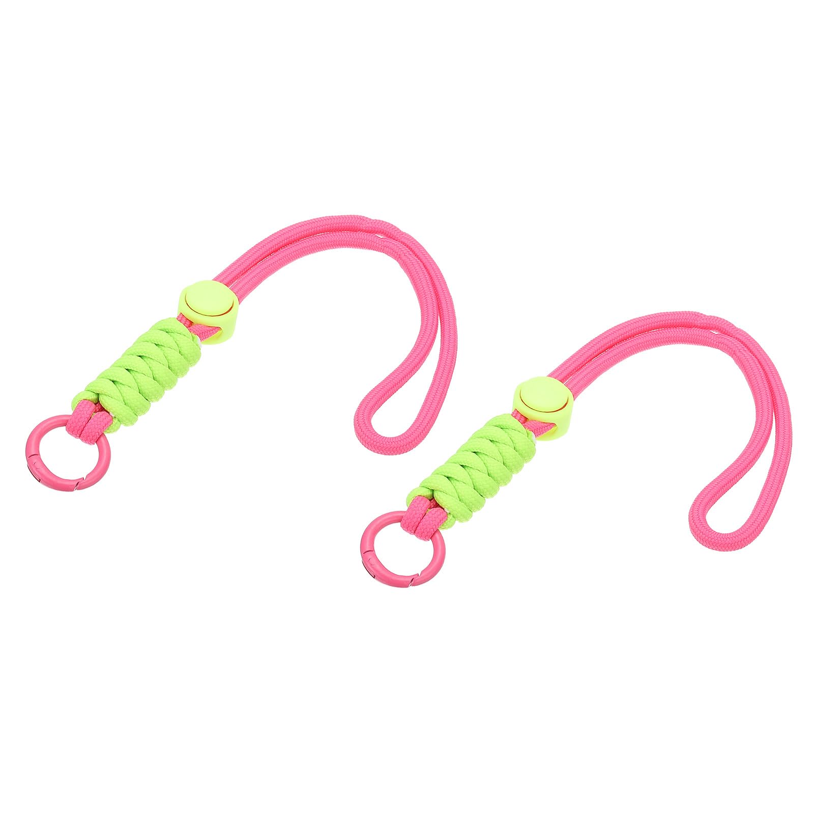 PATIKIL Paracord Lanyard Keychain, 2Pcs Cell Phone Keychain Rope Wrist Lanyards Braided Strap with Spring Ring for Hanging Key, Rose Red, Light Green