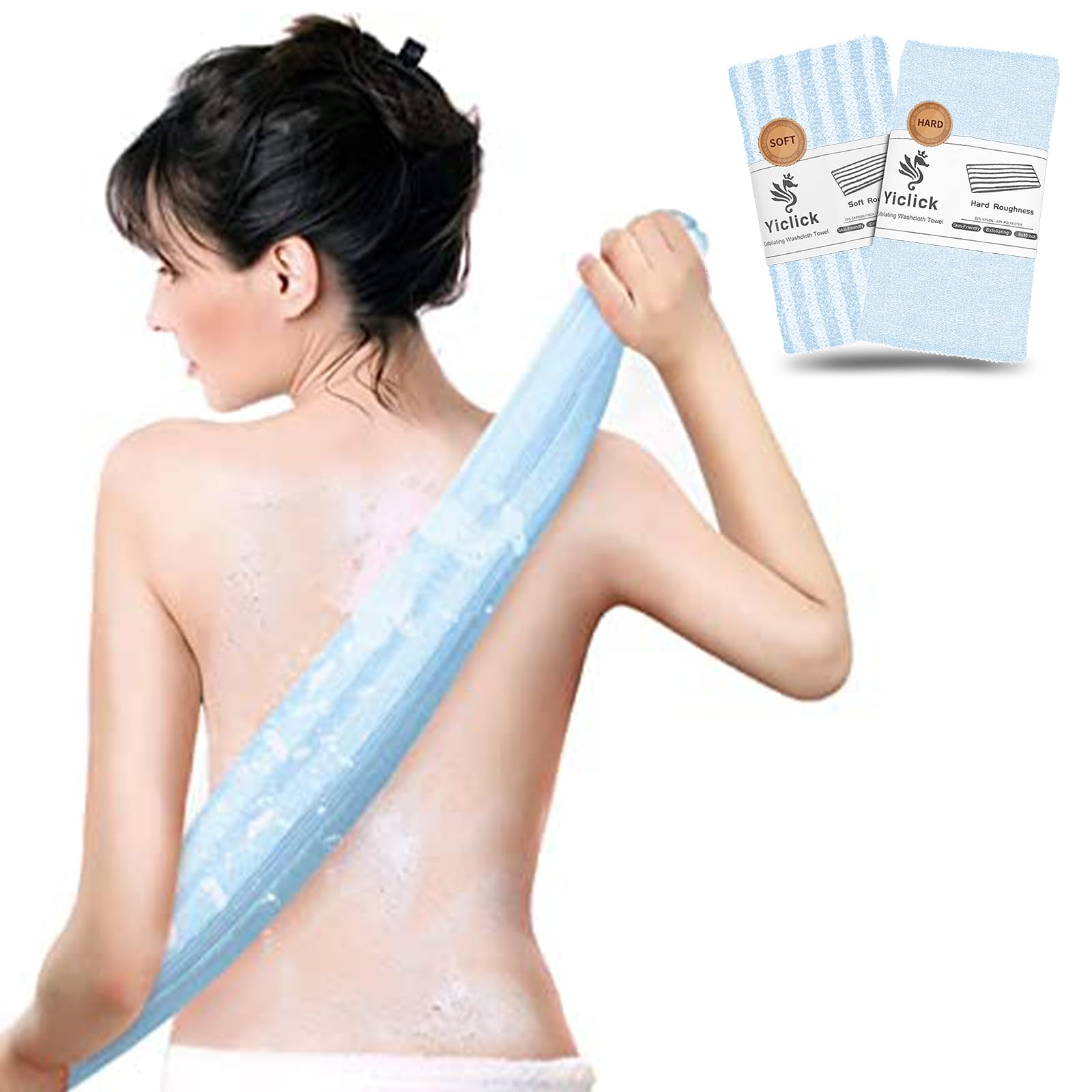 Photo 1 of Yiclick 2pcs Back Scrubber for Shower Bath ?Exfoliating Body Scrubber, Body Exfoliator Loofah Luffa Sponge Net Rag Back Washer