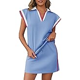 Fisoew Womens 2 Piece Skirt Set Summer Cap Sleeve Tops Matching Tennis Skirts Casual Color Block Vacation Outfits Lounge Sets