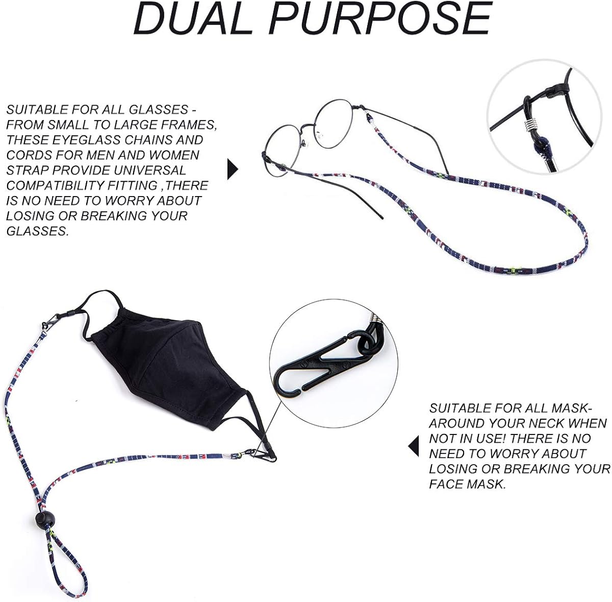 REDESS Multifunction Mask Glasses Lanyard Unisex Mask Strap, Anti-lost Mask Leash, Suitable for men, women, children, elderly. at  Women’s Clothing store