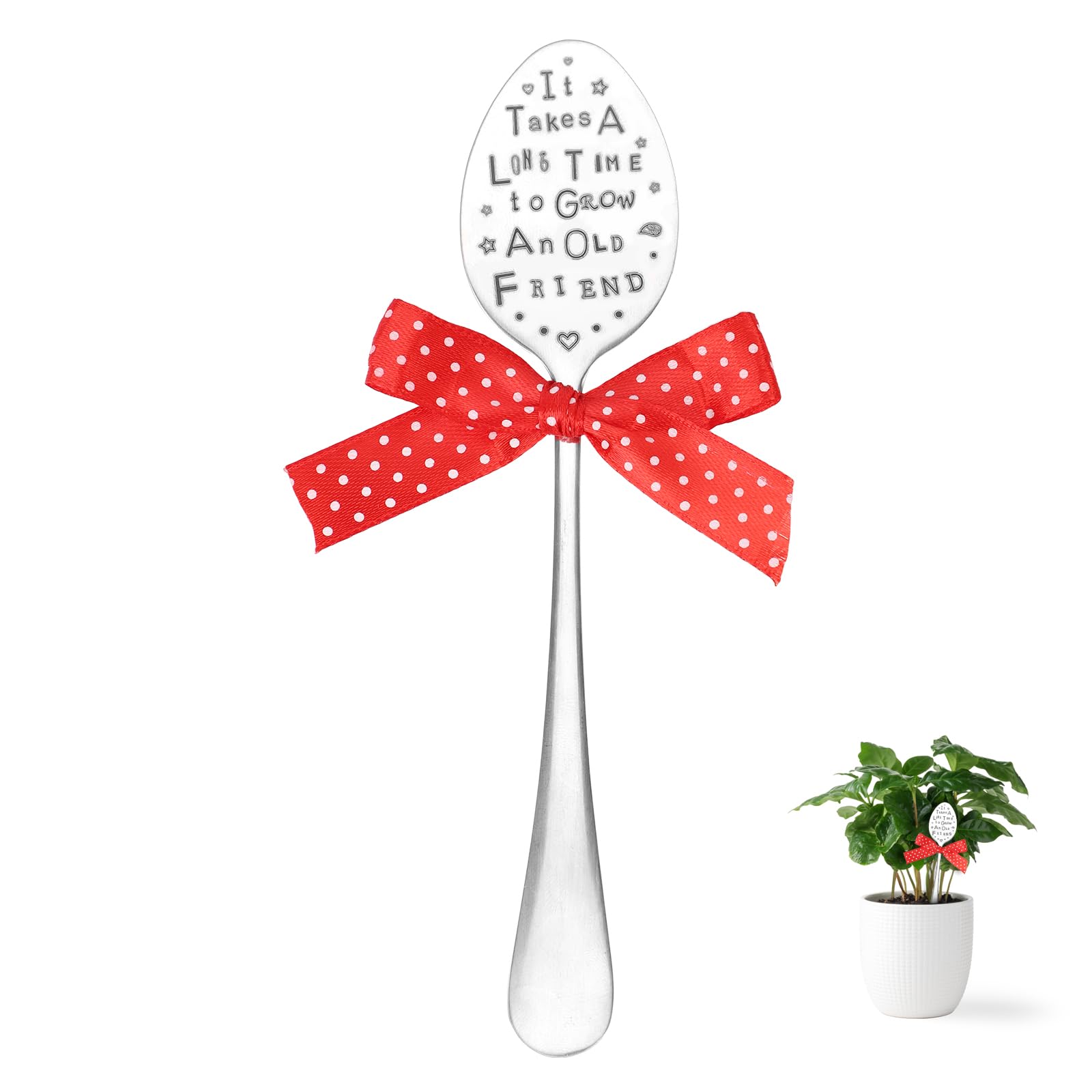 Garden Marker Friendship Gift, Cute Stamped Spoon Plant Markers Plant Labels Metal Garden Art Marker Decorative Sign Container Accessories for Plant Tags Lover Garden Decoration(Color A)