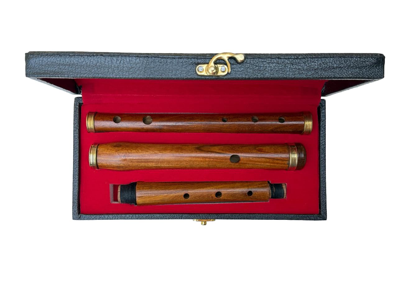 26" Irish Professional Sheesham Wood D Flute 3 Parts Natural Finish, Golden Mounts with Free Hard Case