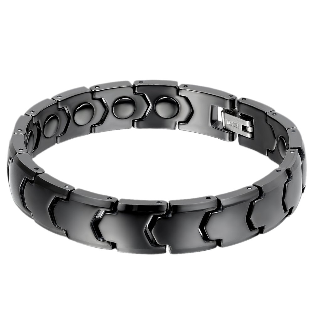Oidea Mens 11MM Wide Black Healthy Ceramic Bracelet for Biker,Birthday Gifts,8.26 Inch