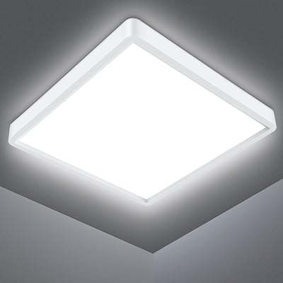 Defurhome 18W LED Ceiling Light 1500LM IP54 Square Flush Mount 5000K