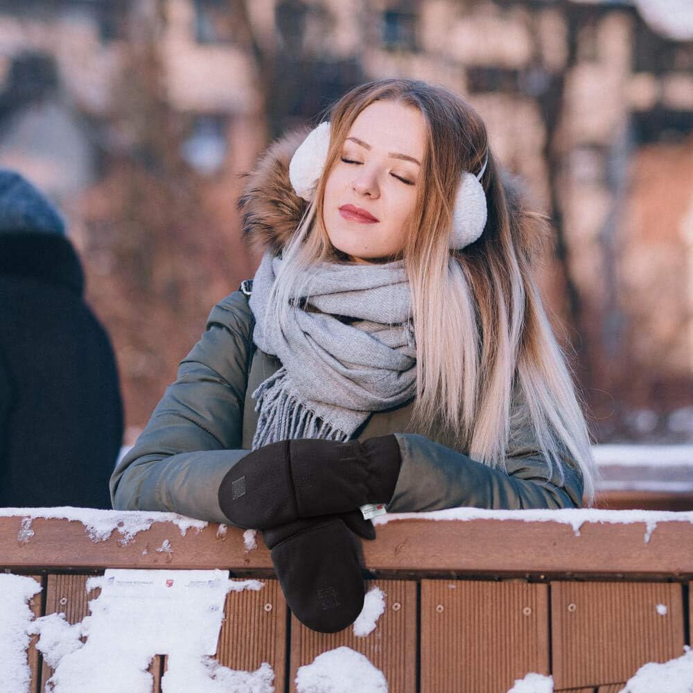 OZERO Winter Gloves 3M Thinsulate Fingerless Convertible Thermal Mittens Windproof Insulated Polar Fleece Warm for Men and Women Black : Sports & Outdoors