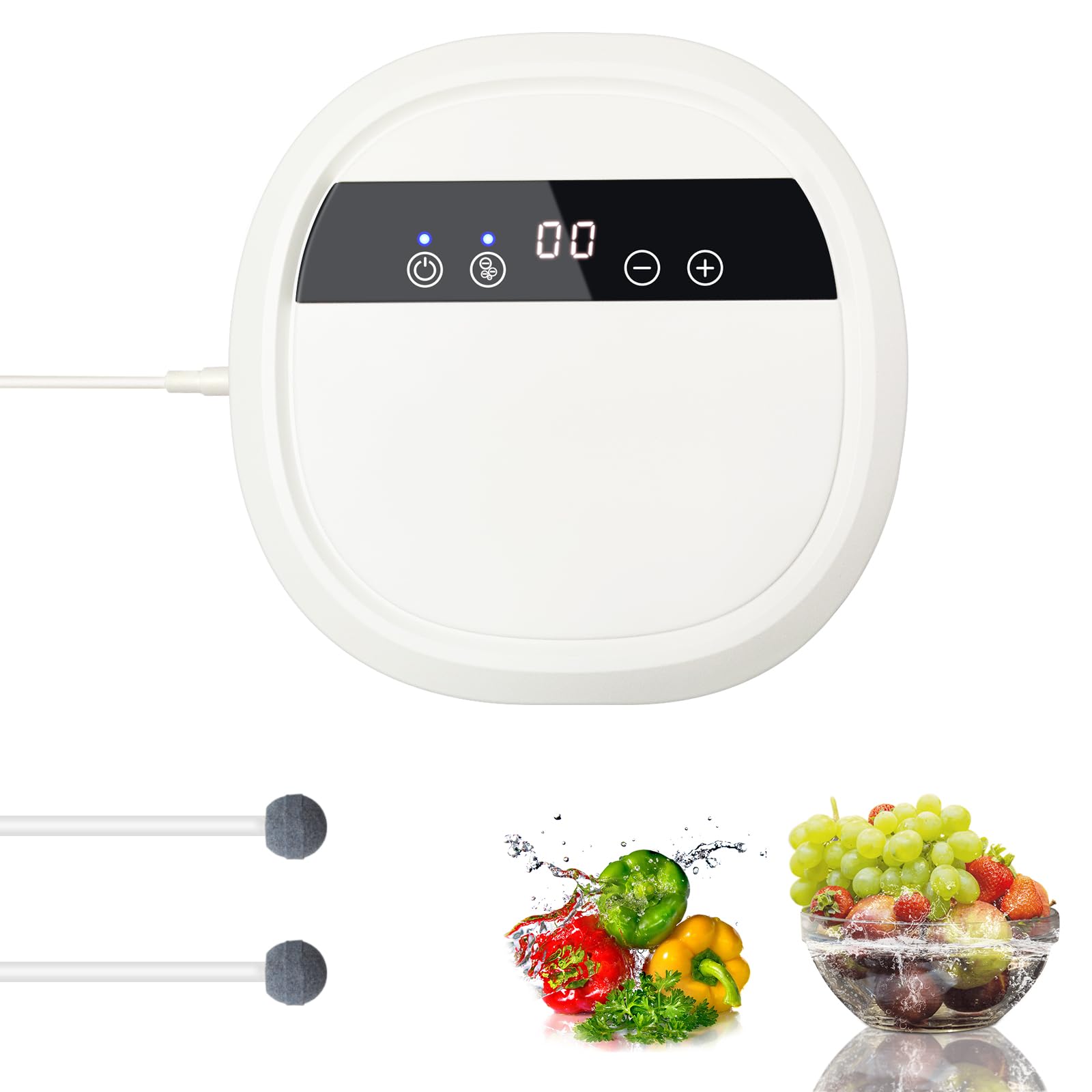 Ozone Generator for Water and Air, Air Purifier Household Negative Ion Purifier, Fruit and Vegetable Food Cleaning Ozone Machine, Remove Odor for Home and Car, with 12V Converter