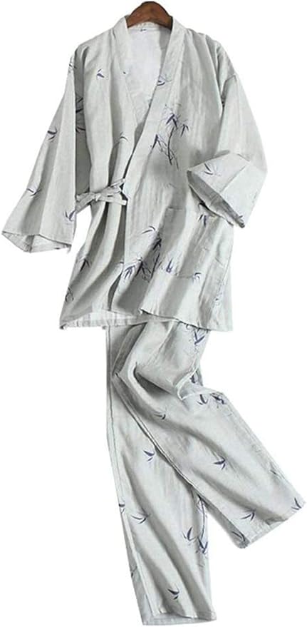 Amazon Co Jp 温泉浴衣 寝巻き浴衣 メンズ 簡単着付け おしゃれ 男性用のガウンセットのドレッシング和風衣装を着た着物パジャマスーツ サイズl A ホーム キッチン
