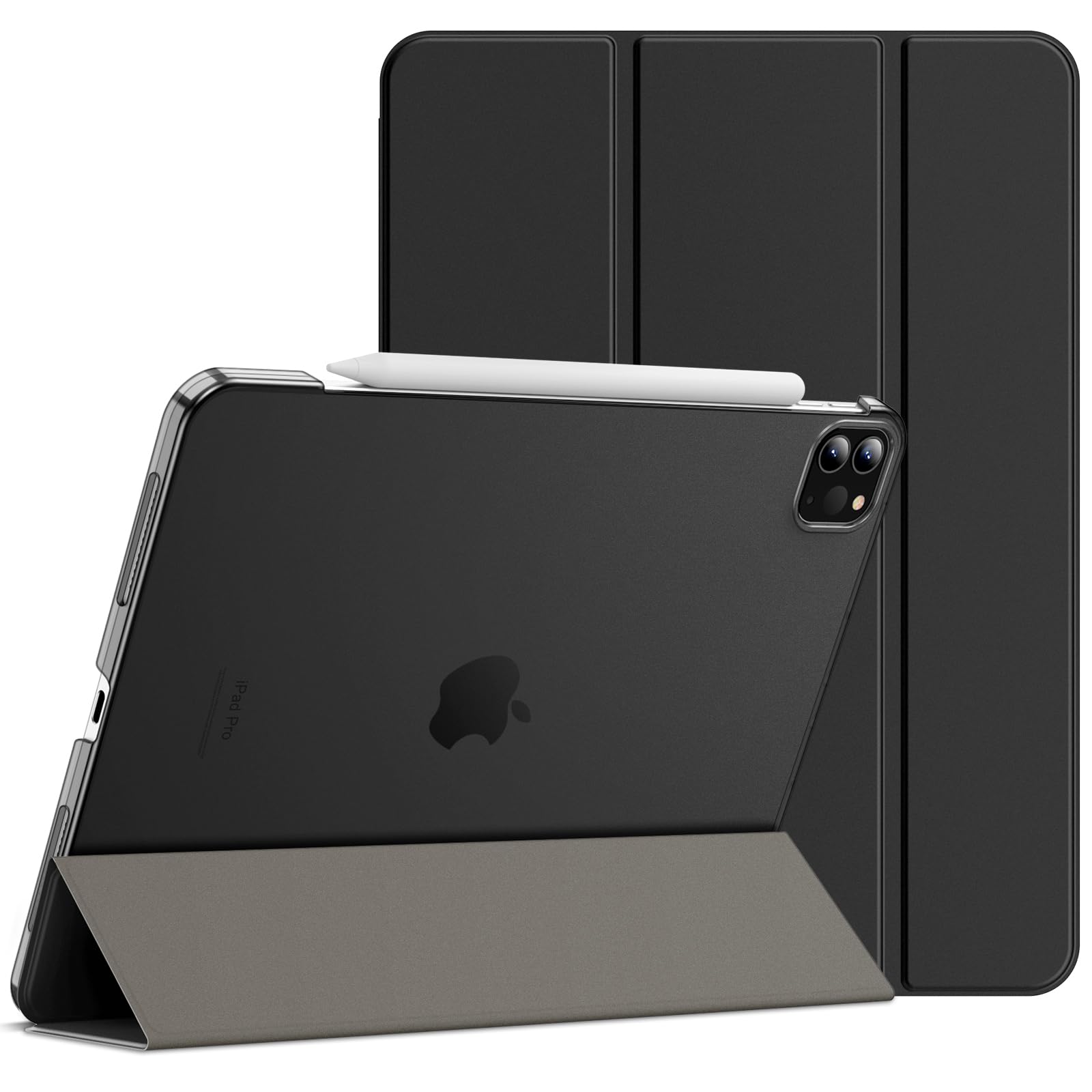 JETech Case for iPad Pro 11 Inch (2022/2021/2020 Model), Not for Newest 2024 Model, Slim Stand Hard Back Shell Smart Cover with Auto Wake/Sleep (Black)