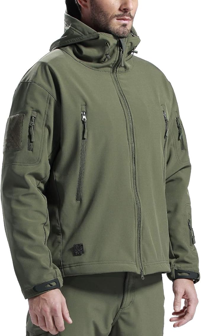 FREE SOLDIER Men's Outdoor Waterproof Soft Shell Hooded Military