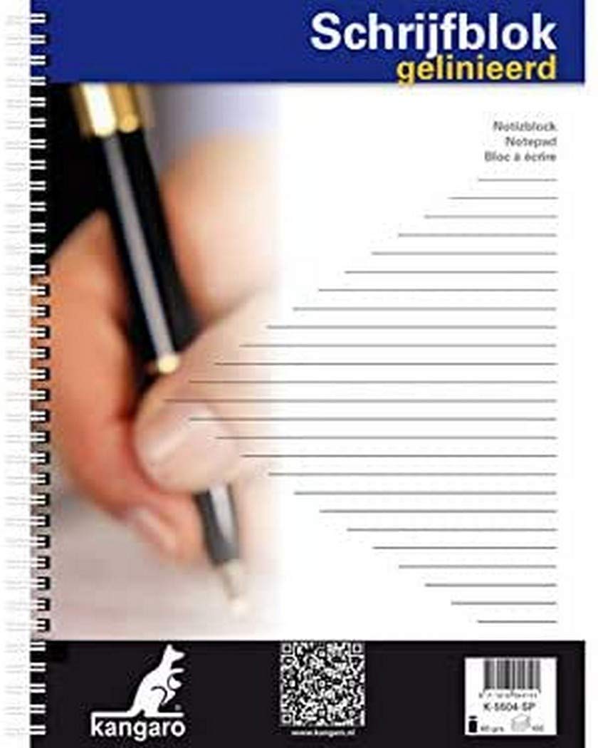 Kangaro Notepad A4 Lined 60 g 100 Sheets Spiral Bound Pages