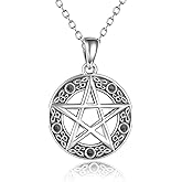 YFN Pentacle Necklace Sterling Silver Pentagram Pentacle Pendant Necklace Wiccan Jewelry for Women Men