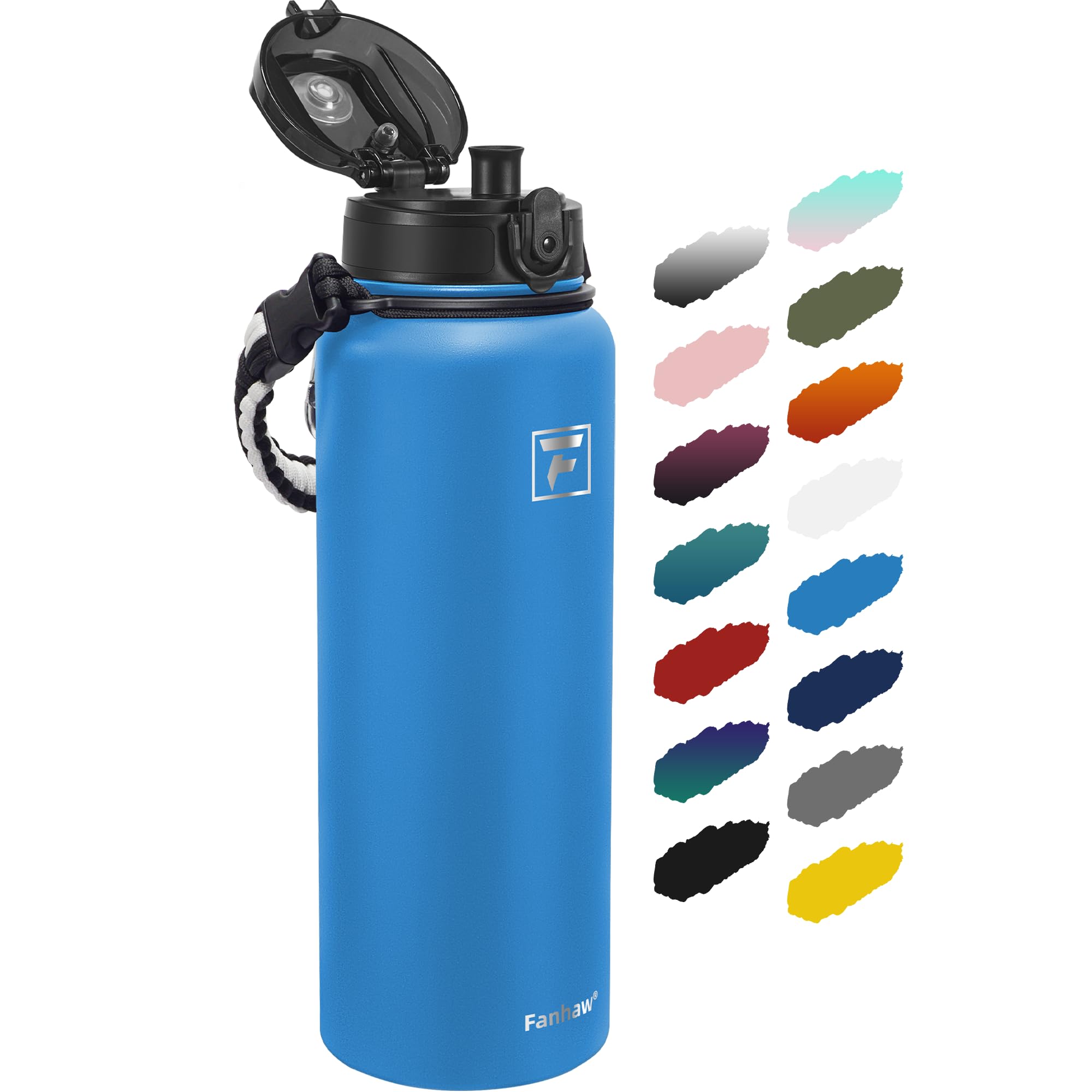 Fanhaw 1.2 L Insulated Stainless Steel Water Bottle with 1 Lid (Chug Lid) - For Kids, Women, Men | Leak & Sweat Proof with Anti-Dust Lid (Sky Blue)