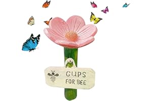 Flower Bee Waterer Cups for Bees, Bee Watering Stations with Stake Base, Garden Thirsty Bees Feeder Colorful Flower Shaped In