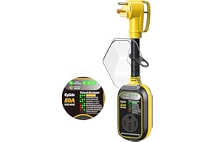 EyGde RV Surge Protector 50 Amp Waterproof - 50A RV Analyzer Voltage Protection Power Guard for Camper Travel Trailer, Yellow