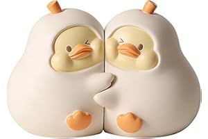 Cute Hugging Figurines Decorative Bookends - Unique Resin Art Book Ends for Shelves & Desk, Minimalist Creamy White Book Stop