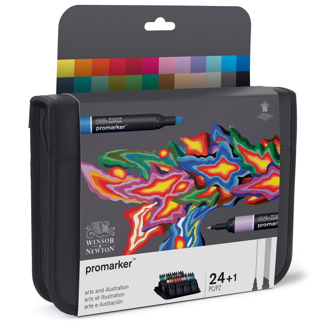 Winsor & Newton, Promarker, Arts and Illustration Wallet, Set of 24, Alcohol Based Dual Tip Markers
