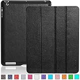 INVELLOP BLACK Leatherette Case Cover for iPad 2 / iPad 3 / iPad 4 / The new iPad Built-in magnet for sleep/wake feature