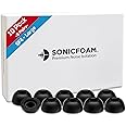 SONICFOAM Memory Foam Earbud Tips - Premium Noise Isolation, Replacement Foam Earphone Tips, 10 Pack for in Ear Headphone Earbuds (SF4 Large, Black)