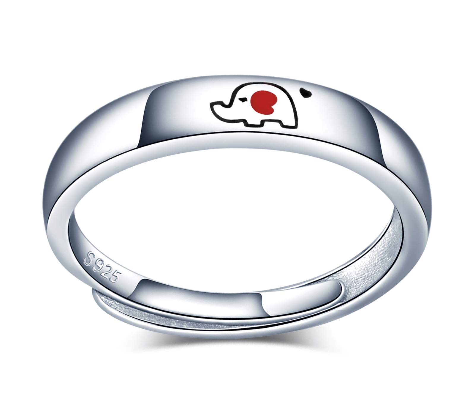 MicVivien Couple Rings Elephant Ring Jewelry 925 Sterling Silver Band Ring for Men Women