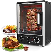 Nutrichef Rotisserie Oven, Vertical Countertop Oven with Rotisserie, Bake, Broil, & Kebab Rack Functions, 2 Shelves,1500W, Th
