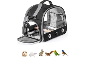 LMSNE Bird Carrier Backpack with Perch, Pet Travel Bag, Lightweight and Breathable Parrot Travel Cage with Stand Tray Shoulde