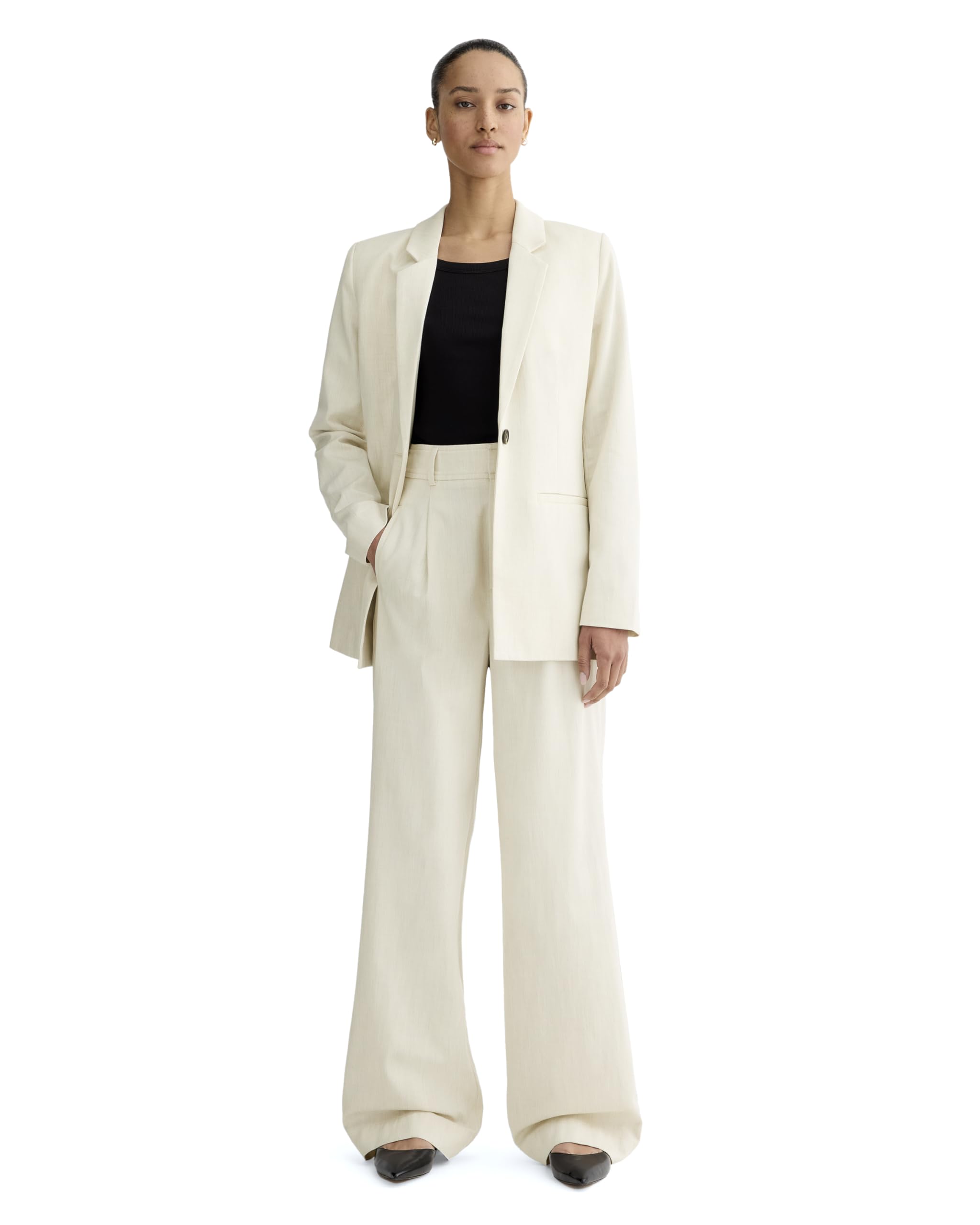 Everlane The Draper Pleated Pant in Buttersmooth (Short) – Heathered Oat Size 0