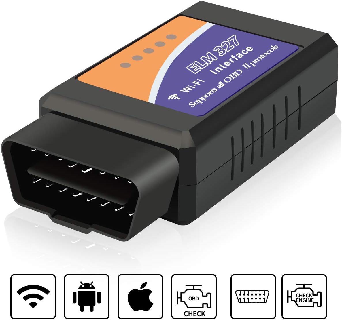 soyond Car OBD2 WiFi Scanner, OBD OBD2 CAN Code Reader Adapter Car Wireless OBDII Diagnostic Scan Tool with Check Engine Light for Android&iOS