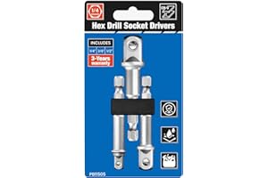 BLACKROBOT 3-Piece Impact Socket Adapter Set, 1/4" 3/8" 1/2" Drive, Hex Shank Drill Bits Adapter & Organizer for Automotive & DIY, Chrome Vanadium