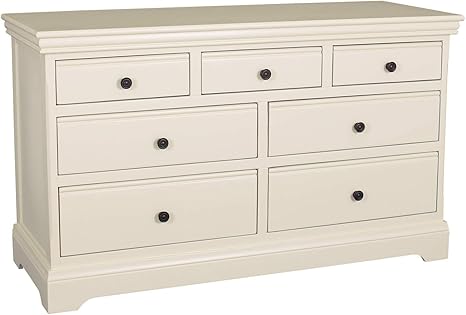 Cómoda de madera de acacia Savannah, color marfil, 4 + 3 cajones